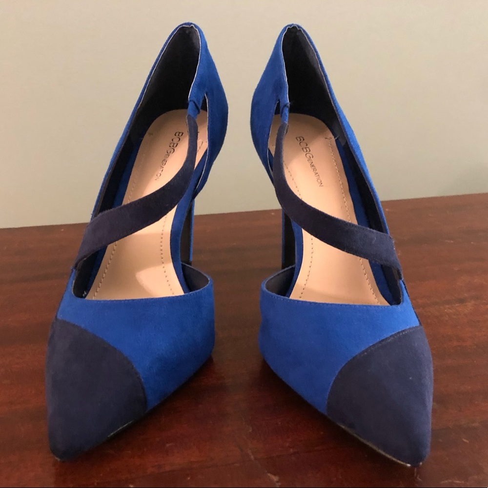 BCBGeneration blue point toe sling strap heels